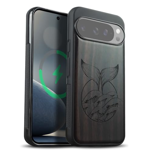 Coque Pixel 10 Pro XL Magsafe en bois sombre Carveit antichoc