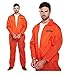 thematys Combinaison de Prison Orange + Menottes - Costume Convict pour Dames et Messieurs - Parfait pour Carnaval et Halloween, Taille 165-180cm