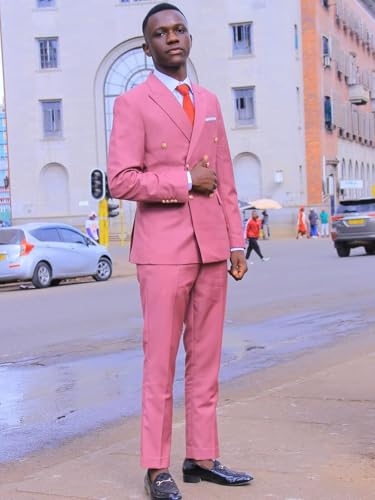 Mens Suit for Wedding 2 Piece Slim Fit Double Breasted Suits Men Tuxedo for Men V Neck Formal Business Suits for Party3