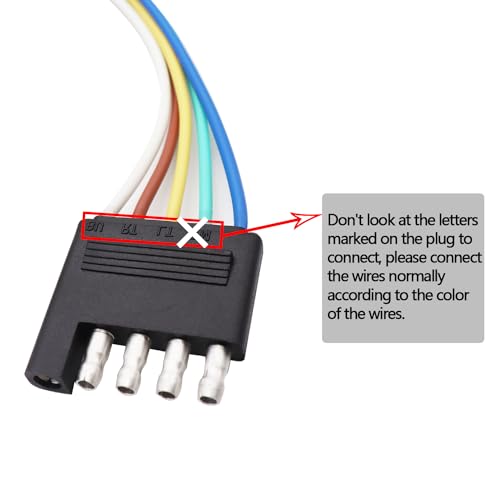 Image of 22 Inch 5-Way 5 Prong Flat Trailer Wiring Harness Plug Extension Cable Connector 5 Pin Male Connector Trailer Light Wiring Harness for Trailers, RVs and Boats