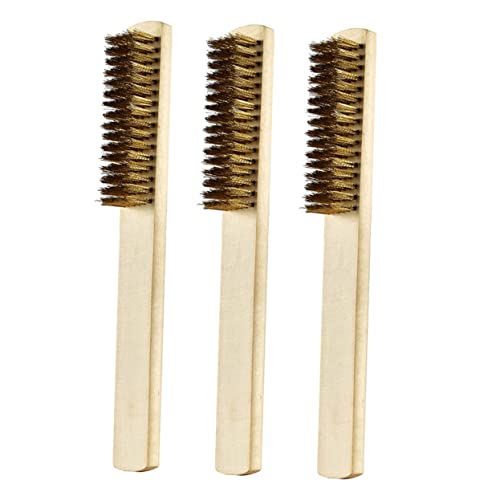 MUCKLILY Stainless Steel Wire Brush Rust Removal Tool Wood Handle Brush Set for Cleaning Polishing
