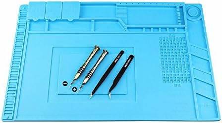 Magnetic Heat Insulation Silicone Mat Maintenance Platform BGA Soldering Repair Station Kit for Soldering Iron, Smart Phone and Computer Repair (17.8'' 11.7'')