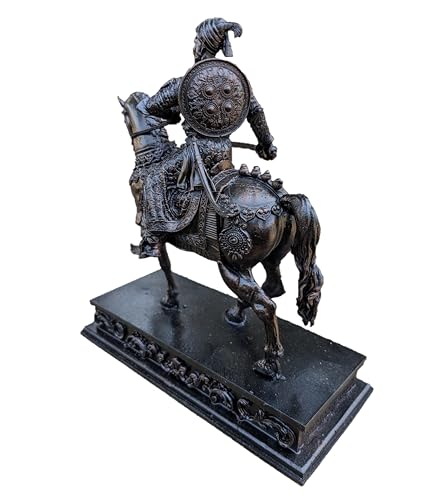 Image of Chhatrapati Shivaji Maharaj Ashwarudh Murti Statue 7 inch for Home and Car Dashboard (on Horse) (Copper)