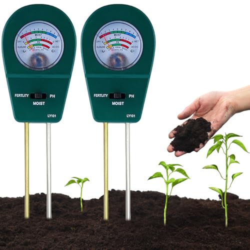 2PCS misuratori di umidità del Suolo per Piante 3 in 1 misuratore di umidità per Piante con PH/Temperatura/Luce, Adatto per Giardinaggio, Prato, Giardino, Agricoltura