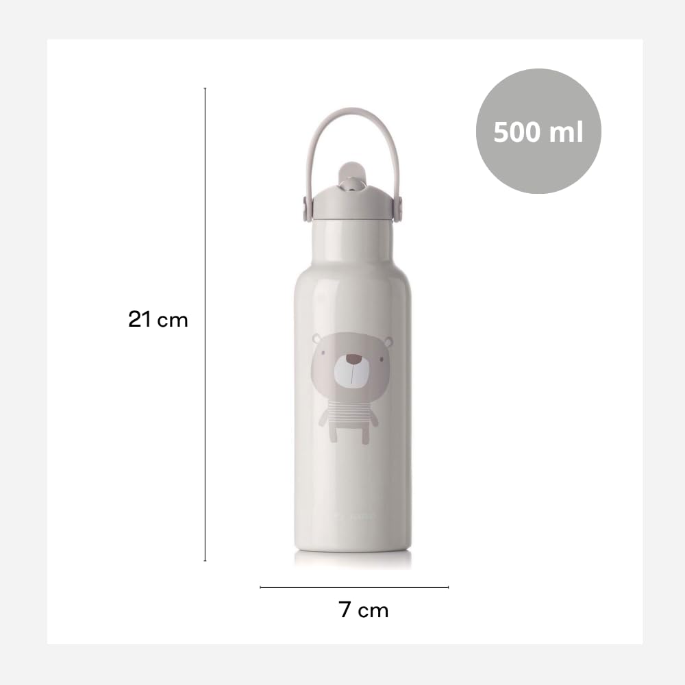Jané Termo Acero Inoxidable 500 ml, Mantiene 24h Frío y 12h Calor, Recubrimiento Interior Cerámico, Libre BPA, Beige