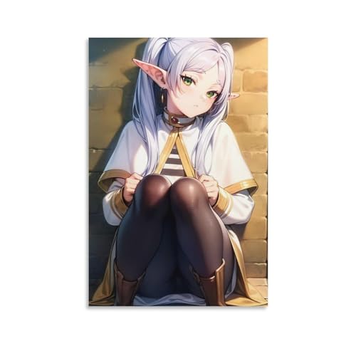 for 葬送のフリーレン フレームレス装飾画 インテリア絵画 壁掛け アートポスター 額縁なし モダン 新築飾り 家の装飾画、誕生日プレゼント贈り物に会う キャンバス寝室の装飾風景 壁の絵 ファの背景絵画 20x30inch(50x75cm)