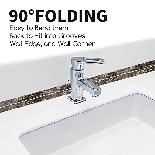 Image of 3 Rolls 10.5 Feet Caulk Tape Toilet Caulking Strip Self Adhesive Bathroom Sealing Peel and Stick Caulk Strip for Bathtub, 1.5 Inches (Brown Marble)