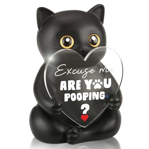 Funny Black Cat Bathroom Resin Figurine, Humorous Ideal Gifts for