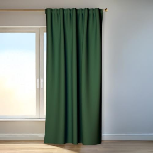 Homing Kim Vorhang Dunkelgrün | Verdunkelungsvorhang inkl. Multifunktionsband | Thermovorhang Hitzeschutz | Akustikvorhang Schalldämmung | Vorhang Blickdicht | Blackout Curtain | 140x245 cm | 1 STK.
