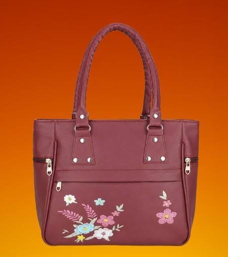 Image of Black Flap Shoulder Bag for Women (maroon, Medium)