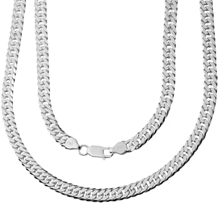  Men Silver Chain - 60 cm Italian Sterling Silver 925 with Jewellery Gift Box/Mens Thick Link Chain 6mm / Long Cuban Style Curb Necklace for Men, Boyfriend Birthday & Christmas Gifts