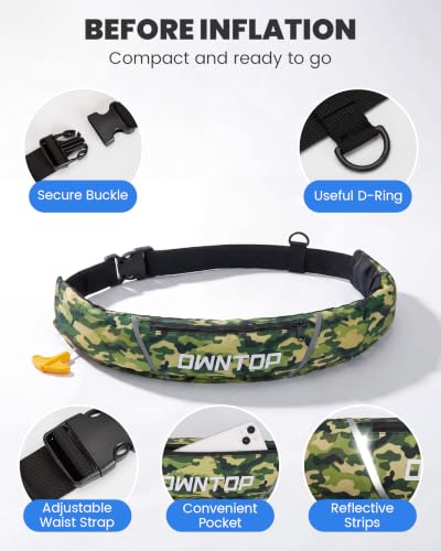 Image of Owntop Manual Inflatable Belt Pack, Adults Swim Jacket with Blowpipe & Whistle, 24g CO2 Cylinder Included, Low Profile for Kayaking, Fishing, Paddle Sports