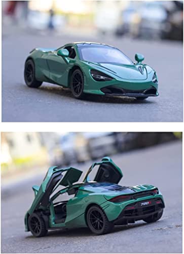 Image of WireScorts 1:32 Diecast Car Model MCLAREN 720s Alloy Toy Car Pull Back with Light and Sound Toy Vehicle for Girls Boys Adults Gift - Green