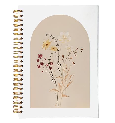 Carnet à spirale 14x21 cm avec couverture rigide et papier premium à motif botanique floral