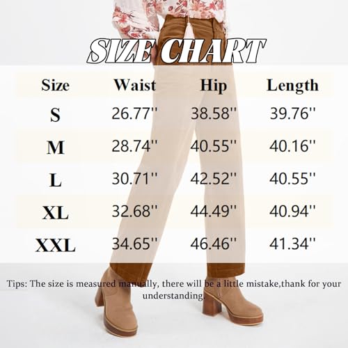 Corduroy Pants Women High Waisted Work Pants Baggy Lounge Wide Leg Trousers Casual Elastic Waist Pant with Pockets3