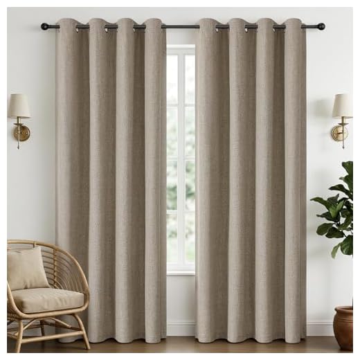 CUCRAF Linen Textured Blackout Curtains