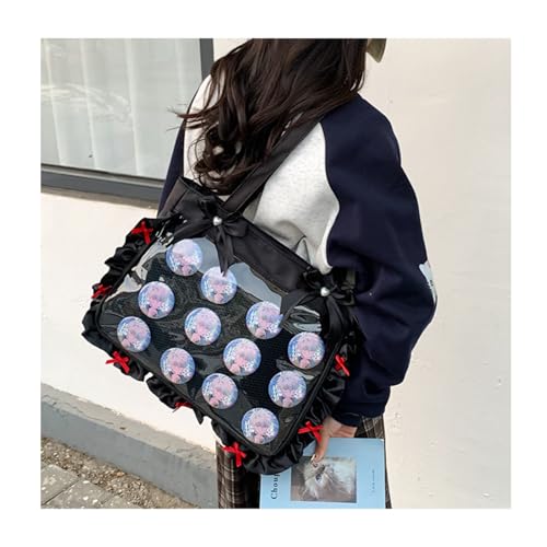 Bolso bandolera transparente con ventana decorativa para coleccionistas, con moño y pin de decoración, bolso de hombro para amantes del anime miniatura 5
