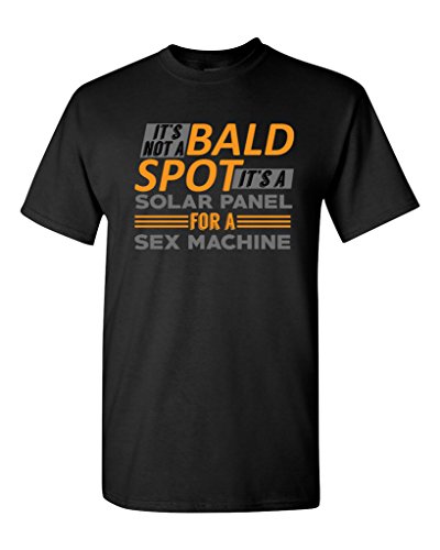 It's Not A Bald Spot It's A Solar Panel Funny Humor DT Adult T-Shirt Tee (Large, Black)