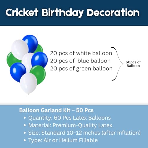 Image of Cricket Birthday Decorations For Boys 79 Pcs Cricket Theme Happy Birthday Decoration(Pack of 79 , Multicolor)