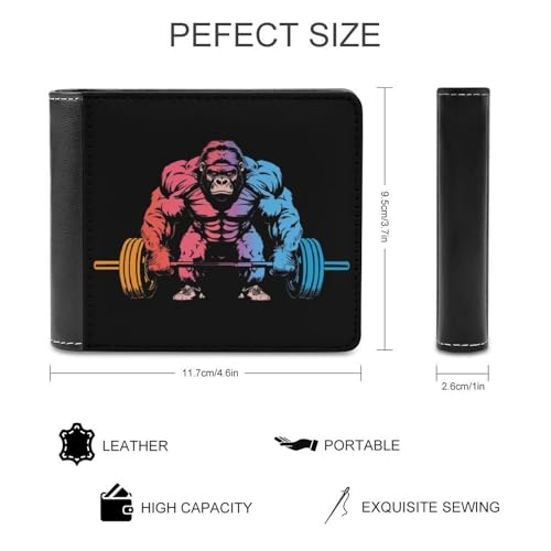 Funny Bodybuilder Gorilla Men‘s Bifold Wallet with Front Pocket and Credit Card Holder for Daily Travel Work2