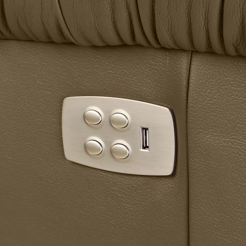 Image of LA Z BOY American Imported Pinnacle Single Seater Auto Motorized Italian Leather Reclina Way Recliner Sofa | Premium Durable Iconic Comfort Home Design | Living Room Relax Seating Chair | Pebble