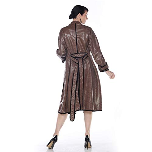 Aris A. Women’s PU Leather Fashion Classic Plaid Slim Fit Long Trench Coat3