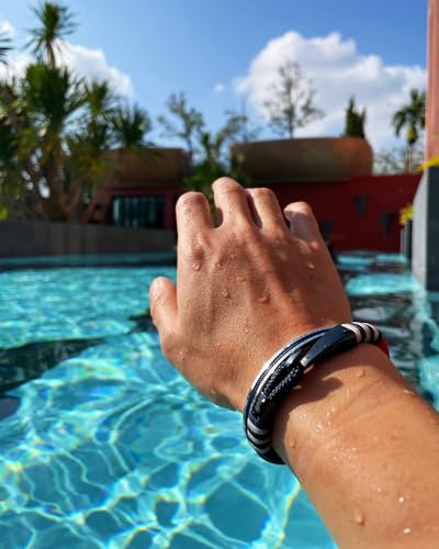 Handmade Minimalist Cuff Bracelet with Lucky Nautical Rope Inlaid Stainless Steel Cuff Unique and Stylish Bangle For Men And Women4