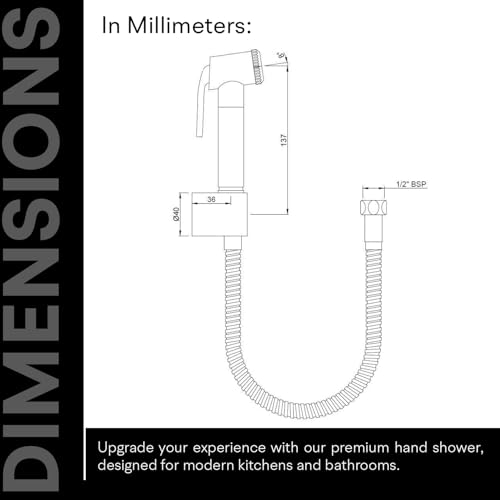 Image of Jaquar Hand Shower (Health Faucet) with 8mm Dia, 1-Meter Flexible Tube & Wall Hook - Durable, Easy-Install Bathroom Shower Head Replacement, Sliver, Chrome Finish