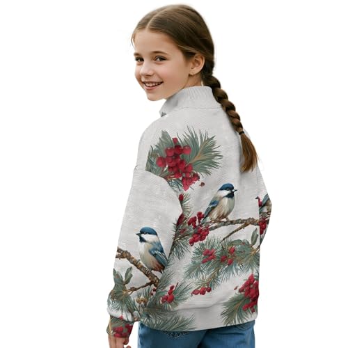 Image of AmzPrint Girls Graphic Quarter Zip Coat Long Sleeve Lightweight Oversized Athletic Running Hoodies For Kids Teen Girls