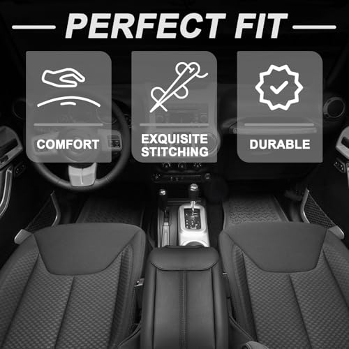 Muslogy Center Console Armrest Cover Compatible with Jeep Wrangler JK JKU 2011-2017 Comfort Armrest Pad Arm Rest Cushion Vegan Leather Protector Black Regular Thick - Image 5