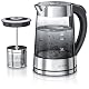 Teeautomat Arendo: Glas Wasserkocher mit Temperatureinstellung