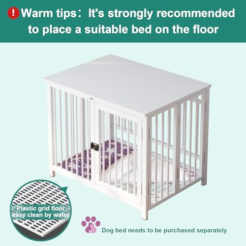 Heavy-Duty-Dog-Crate-Furniture-Fully-Assembled-exc-Locks-All-Metal-Frame-Wooden-Tabletop-Modern-Kennel-for-Small-Dog-End-Table-Sturdy-Foldable-White Heavy Duty Dog Crate Furniture Fully Assembled exc Locks All Metal Frame Wooden Tabletop Modern Kennel for Small Dog End Table Sturdy Foldable White