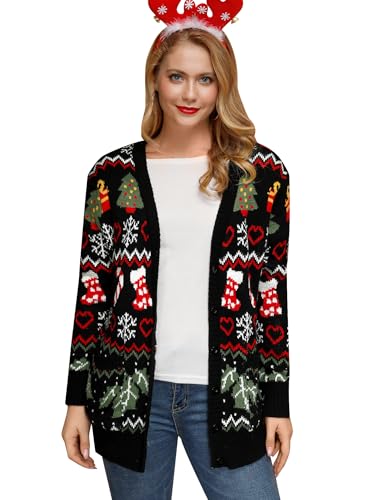 For G and PL Womens Christmas Cardigan Funny Button Down Ugly Sweater with Pockets