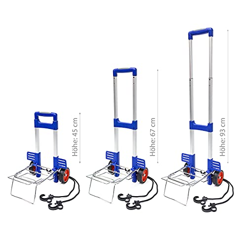 Relaxdays - Carro de transporte, 36 x 30 x 93 cm, Plegable, 35 kg Carro de aluminio y plástico Transportación