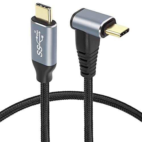 GELRHONR USB C 3.1 Gen 2 Cable,90 Degree USB C to C Cable 10Gbps 4K@60Hz Video Output 100W PD Fast Charging,VR Link,Compatible with Steam ,Switch