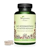 ROSSKASTANIENEXTRAKT Kapseln Vegavero ® | 100% BIO | 800 mg Extrakt mit Weinlaub & natürlichem Vitamin C | 120 Kapseln | Aescin & Polyphenole | Venen Kapseln | Vegan & Ohne Zusätze