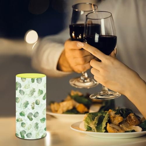 Image of Flameless Candle Electric LED Lights with Dancing Flame, with Timer Remote 12 Color Lights, 3 AAA Batteries Operated(Not Include), 2.95'' X 5.9'' for Home Decor, Green Leaf Lotus Leaf