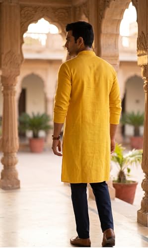 Image of Men's Traditional Ethnic Kurta Long Solid Casual