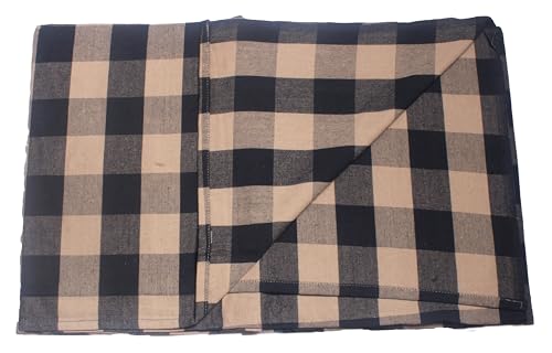 Image of Hornbill Enterprises 100% Pure Cotton Blanket /Single Size Solapur Cotton Chaddar /Bedsheet /Reversible Blanket for Daily use (60x90 inches) Set of 1 (Sandal Black)
