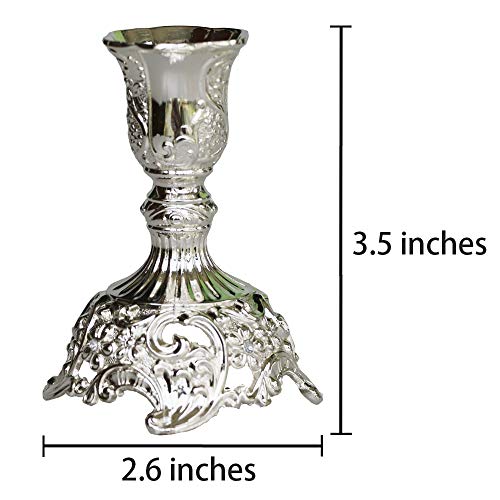 Jazplayer Silver Taper Candle Holders With Deluxe Engraved Design thumb #8