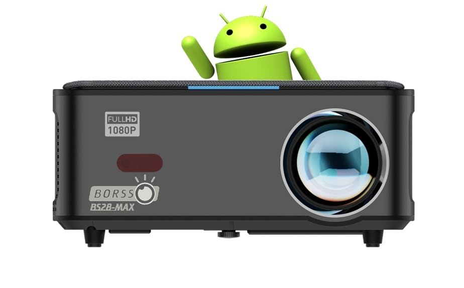 Image of BORSSO BS28 MAX (Dark Edition) Projector for Home | Full HD 1080p Native | 1400 ANSI | Auto (Focus + Keystone) 4D & 4P Keystone & Zoom| HDMI ARC | 4K HDR (USB) | WiFi 6, Bluetooth