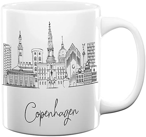 Copenhagen Denmark Gifts and Souvenirs - Coffee Mugs - Copenhagen Graduation Gifts for Him - Unique Drinkware - 11oz Ceramic Mug - Best Scandinavia Long Distance Gifts & Homesick Student Gifts