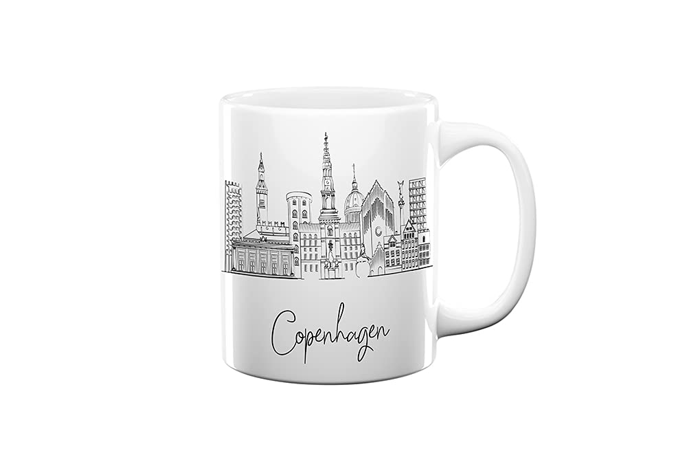 Copenhagen Denmark Gifts and Souvenirs - Coffee Mugs - Copenhagen Graduation Gifts for Him - Unique Drinkware - 11oz Ceramic Mug - Best Scandinavia Long Distance Gifts & Homesick Student Gifts