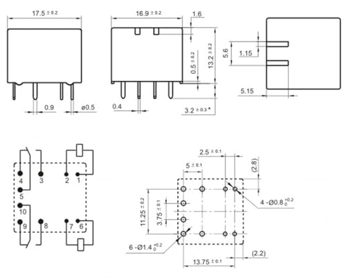 Relé electromecánico de 10 pines KD-2C-12V-25A pieza de sustitución para circuitos 2