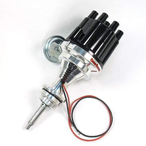 Image of Pertronix D142700 Flame-Thrower Plug and Play Vacuum Advance Black Cap Billet Electronic Distributor with Ignitor II Technology for Chrysler /Dodge /Plymouth 383-400