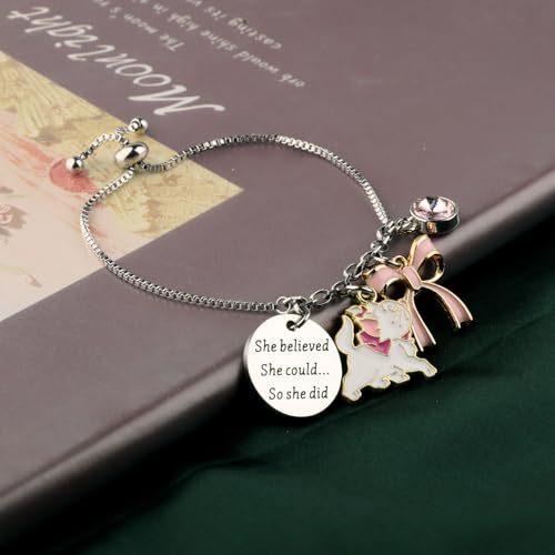 PLITI Cat Movie Inspired Gift Cartoon Cat Gift She Believed She Could So She Did Pink Cat Bracelet For Cats Lover4