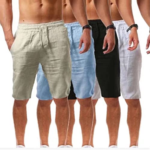Linen Shorts for Men Casual Summer Beach Vacation Outfits Resort Wear Drawstring Bermudas para Hombres Walk Shorts3