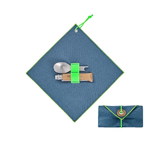OPINEL - Set Complet Picnic+ - Couteau Pliant de Poche N°08 + 2 Inserts, Fourchette et Cuillère + 1 Etui-Serviette Microfibre - Couverts Nomades Made in France