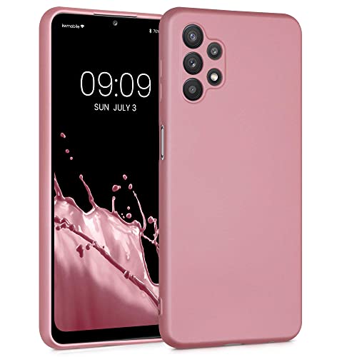 kwmobile Handyhülle für Samsung Galaxy A32 5G Hülle - Silikon Case metallisch schimmernd - Schutzhülle Cover - Metallic Rosegold