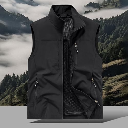 Mens Lightweight Thin Quick Dry Outdoor Vest Fishing Travel Zipper Pocket Sleeveless Jackets Photographer Work Vest2